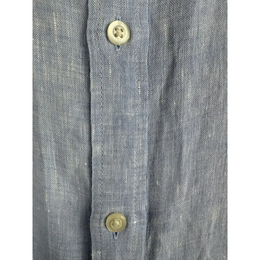 Banana Republic Camden Linen Shirt Chambray Blue Large Men’s